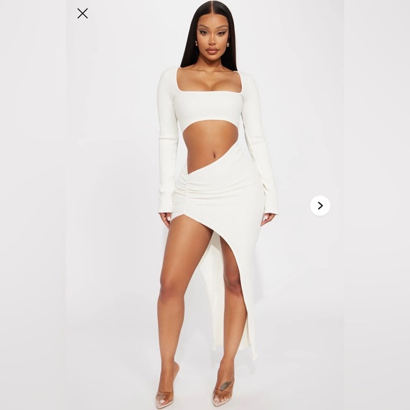 Fashion Nova Dresses & Skirts - Katarina Snatched Maxi Dress - Off White NWT Size M